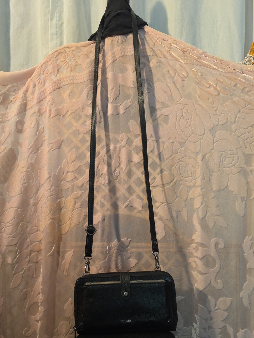 The Sak Black Leather Crossbody Wallet Bag